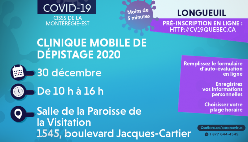 Clinique mobile Longueuil 30 décembre