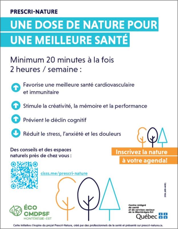 Affiche Prescri-Nature d'Éco-CMDPSF Montérégie-Est