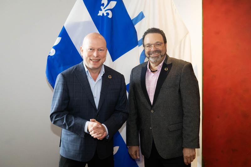 Stéphane Pallage, recteur de l’Université du Québec à Montréal (UQAM) et Philippe Gribeauval, président-directeur général du Centre intégré de santé et de services sociaux (CISSS) de la Montérégie-Ouest