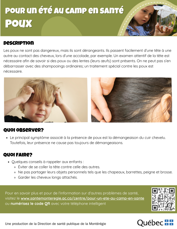 Fiche pour un été au camp en santé - poux